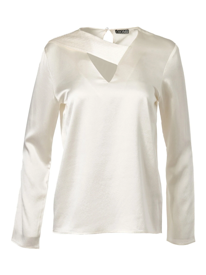 Sateen Silk Signature Cross Blouse in White