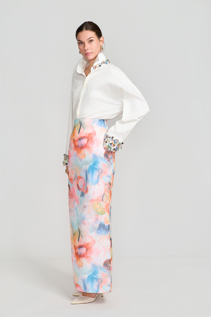 Chine Pencil Skirt