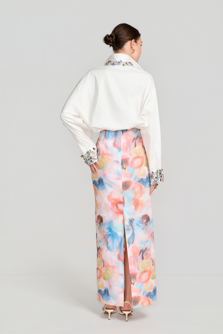 Chine Pencil Skirt