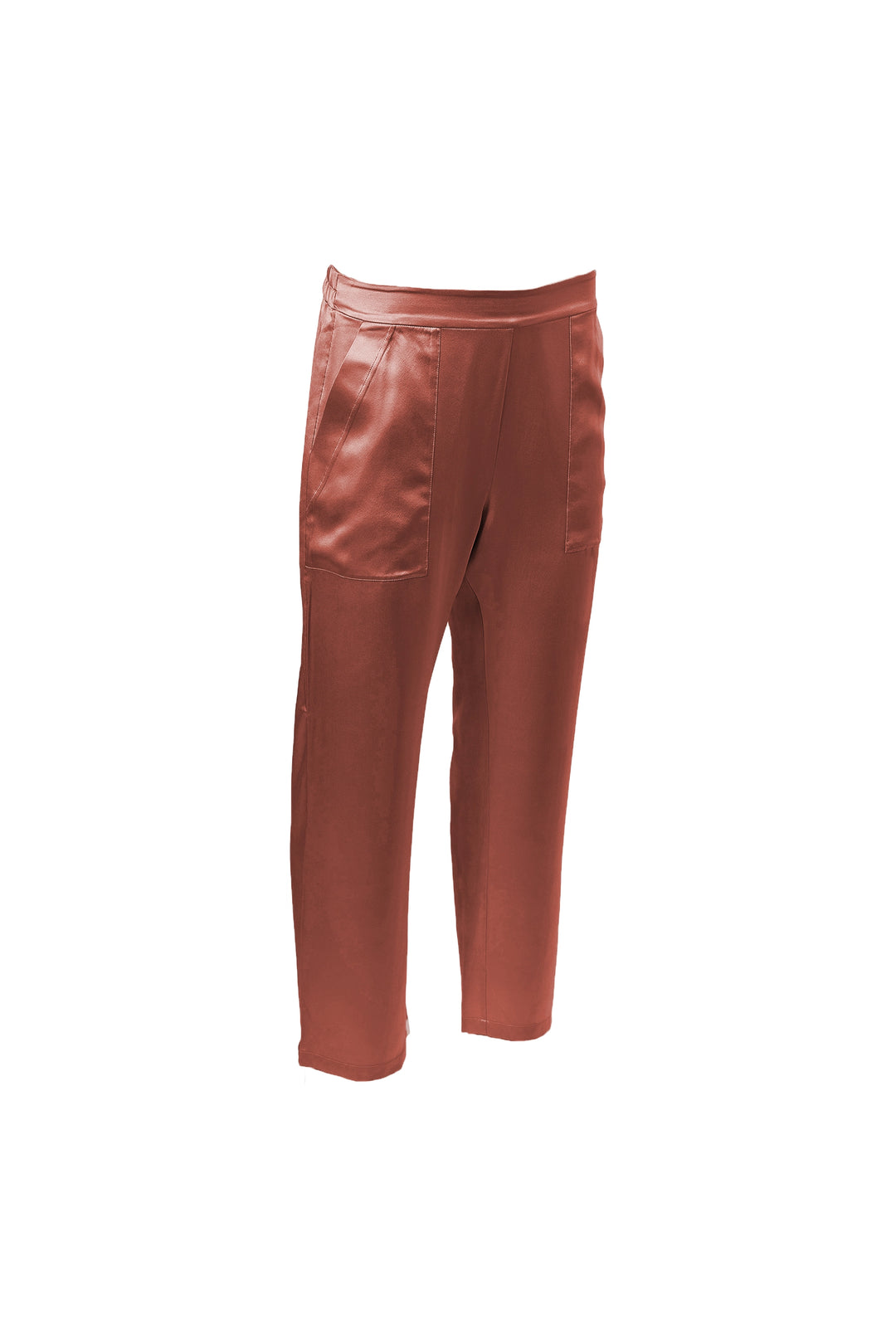 Cropped Silk Pants in Rust