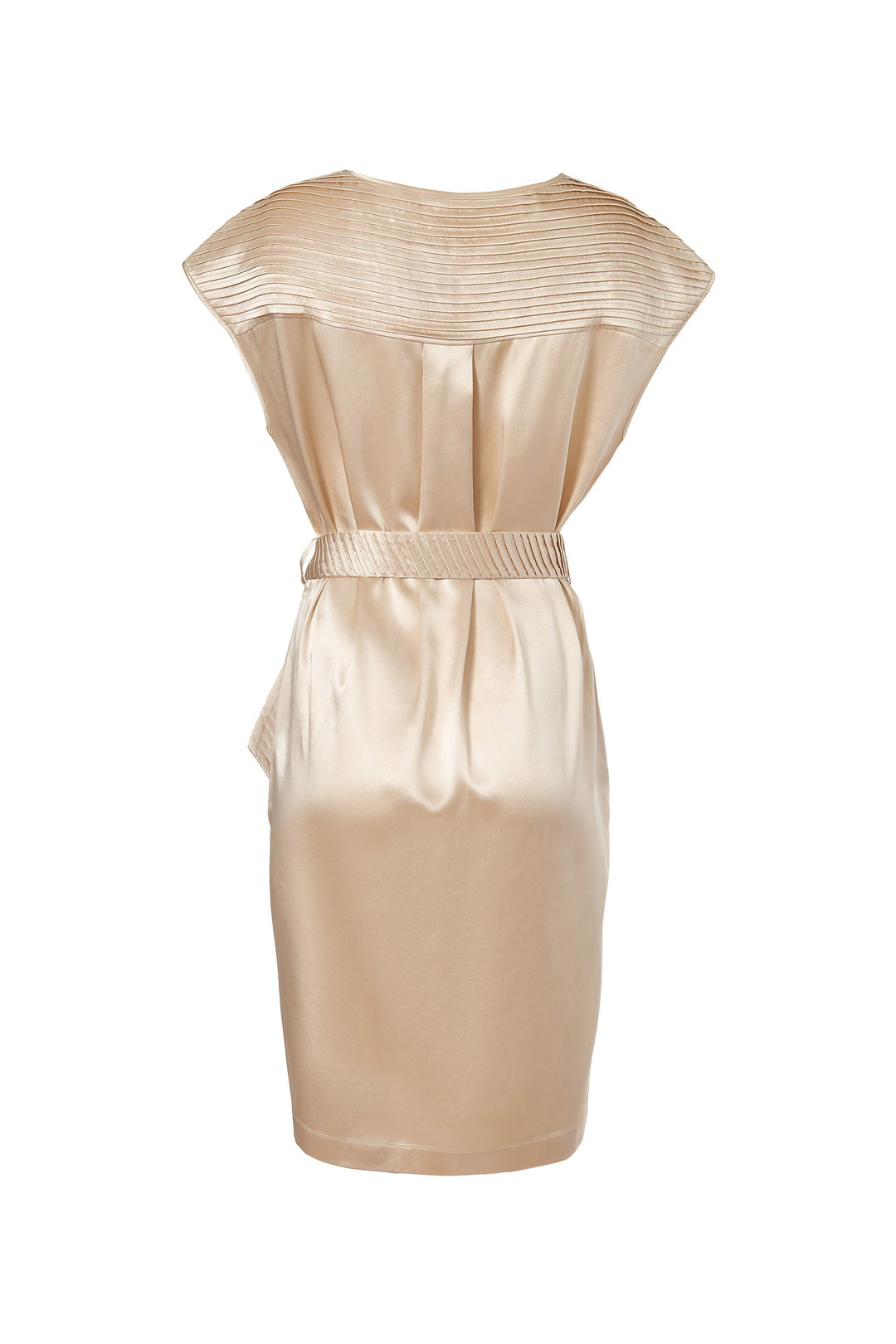 Sateen Short Pleated Dress - Champagne