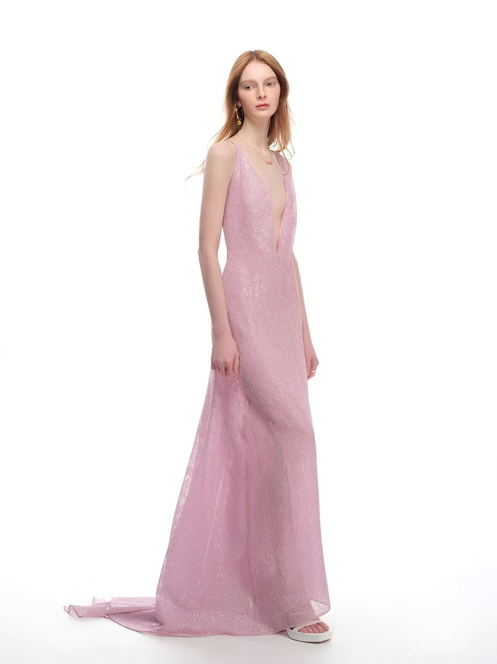 Bead Embroidered Long Dress in Louvre