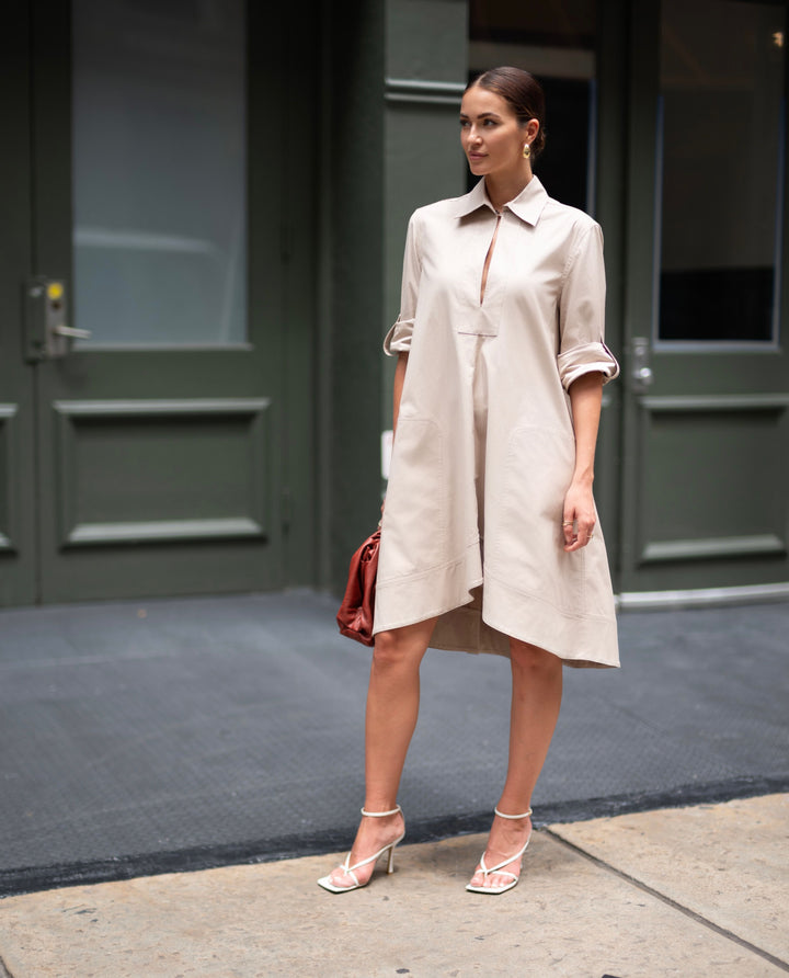 Midi Tunic Dress in Beige