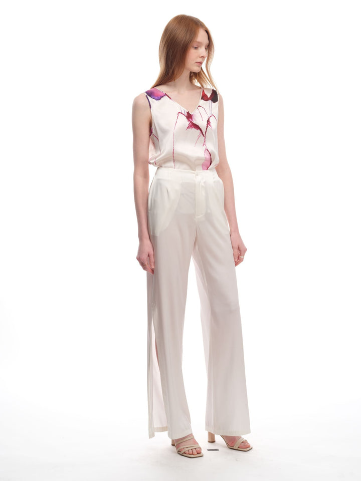Silk Satin Reversible Top in Tulip