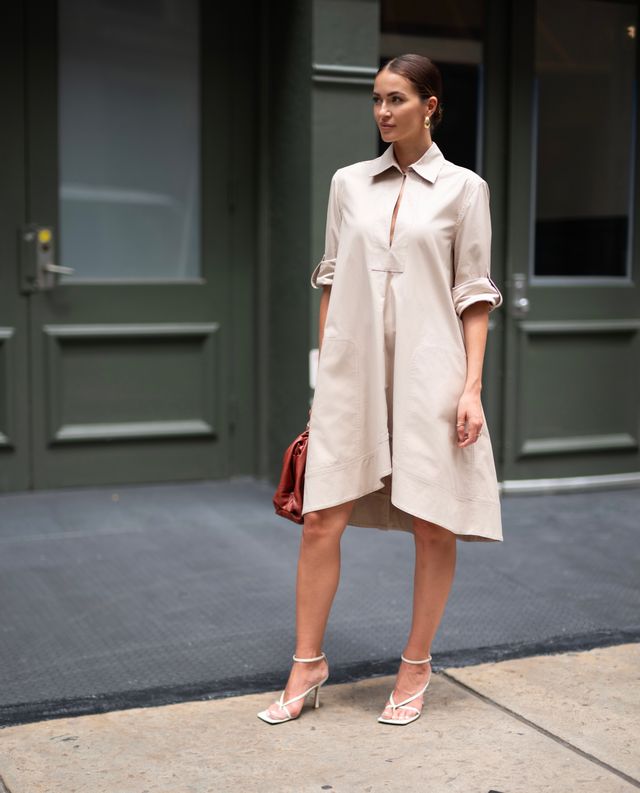 MIDI TUNIC DRESS IN BEIGE