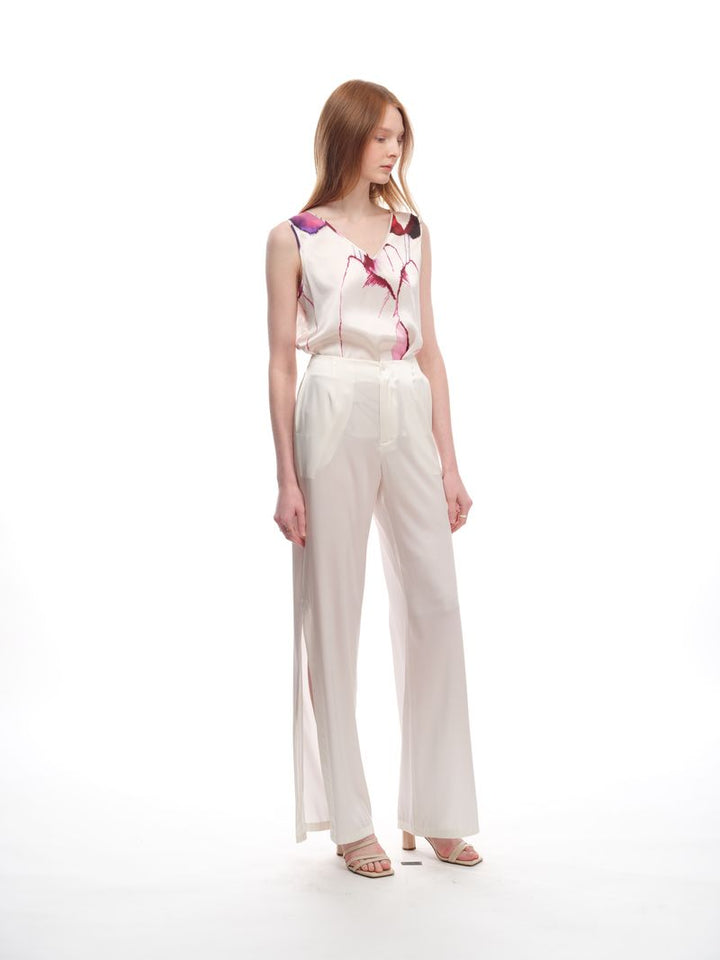 Silk Satin Reversible Top in Tulip