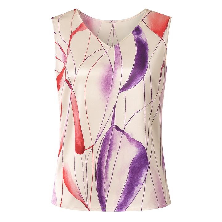 Silk Satin Reversible Top in Tulip