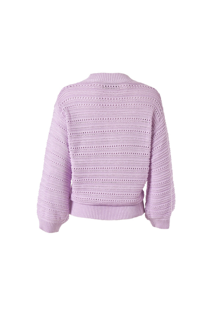 Knitted V Neck Sweater in Snow Lilac